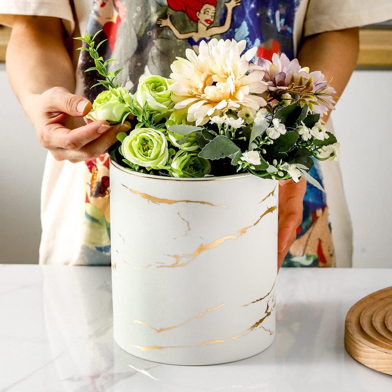 Howise 7" Marble Utensil Holder, Large Kitchen Utensil Holder Organizer , Golden Marble White Stable Utensil Crock Spatula Holder for Kitchen Counter Countertop Farmhouse Cooking Tools Holder - Image 3